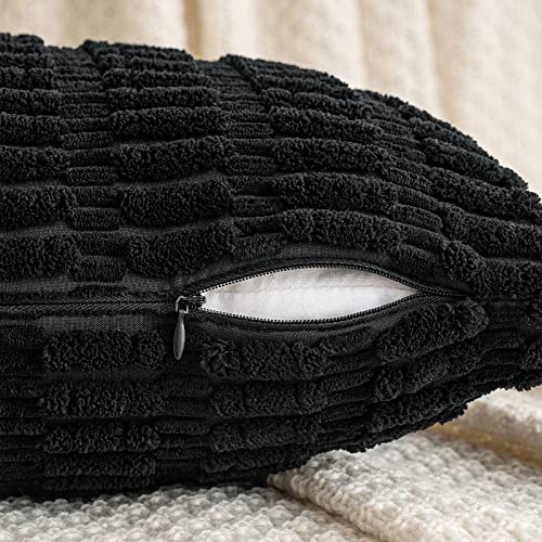 Lumbar Corduroy Throw Pillow Cover for Bed 14x36 Black Pack of 1 (Black / 36" x 14" (Pack of 1))