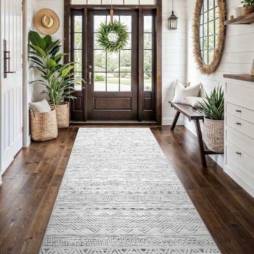 4x10 Runner Rug Washable Moroccan (Grey / 4' x 10')