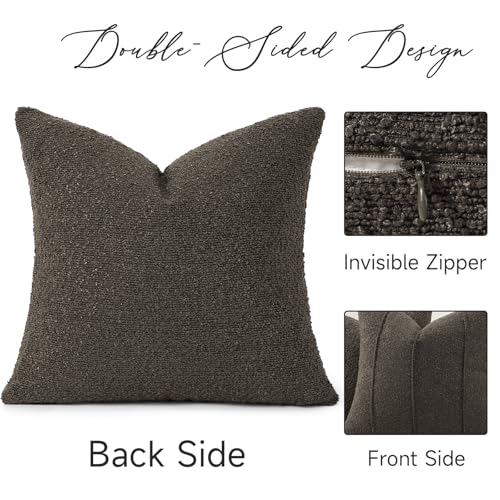 Textured Boucle Throw Pillow Covers 24x24 Pack of 2 (Dark Gray / 24" x 24" (Pack of 2))