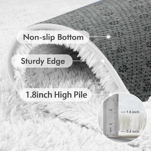 4x6 Ft Shag Rugs for Bedroom Living Room (Ef White / 4' X 6' (Rectangular))