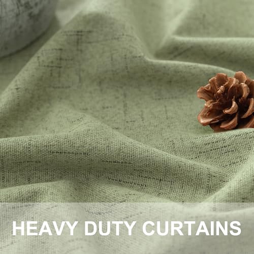 Light Sage Blackout Curtains for Bedroom Aesthetic 54 Inch Long 2 Panel Thermal Insulated Darkening Vintage Curtains for Small Window Short Length Classroom Playroom Linen Look Cottage Core Sage Green (Sage Green / 52"W x 54"L (Pack of 2))
