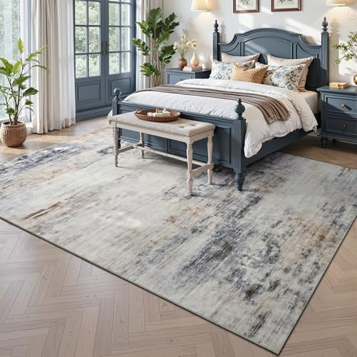 Washable 7x9 Area Rug with Non (Grey / Brown / 7' x 9' (Rectangular))