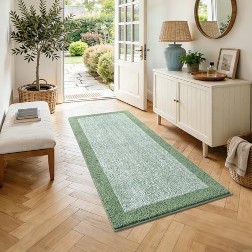 48x24 Long Bathroom Rugs Non Slip Washable (Green / 2' x 4' (Rectangular))