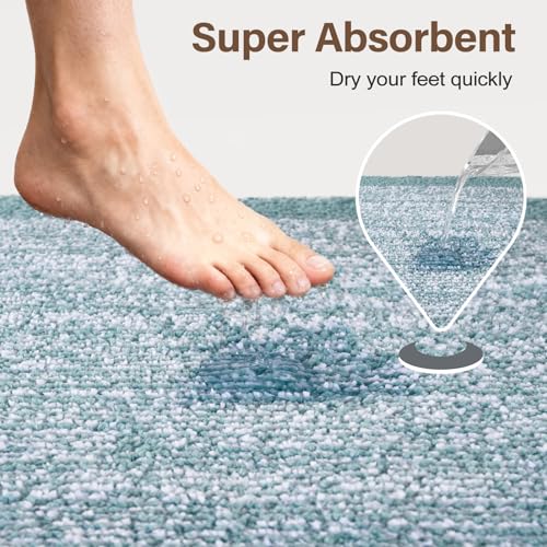 36x24 Bathroom Rugs Non Slip Washable (Dusty Blue / 2' x 3' (Rectangular))