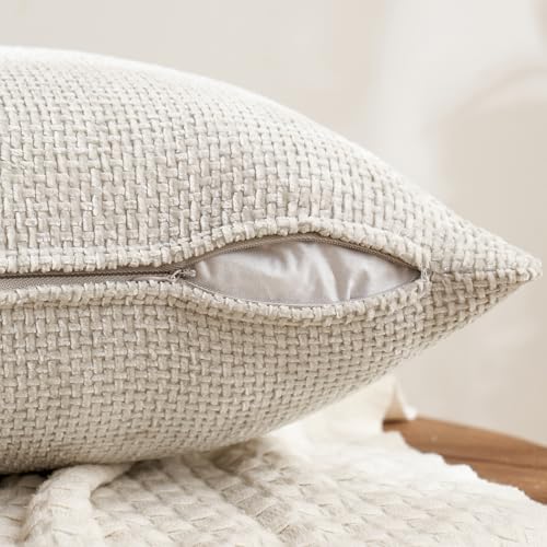 Soft Decorative Chenille Pillow Covers Neutral 18x18 Pack of 4 (18" x 18" (Pack of 4) / Neutral)