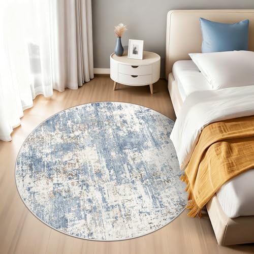 Round Rug 4ft for Bedroom (Blue / 4' (Round))