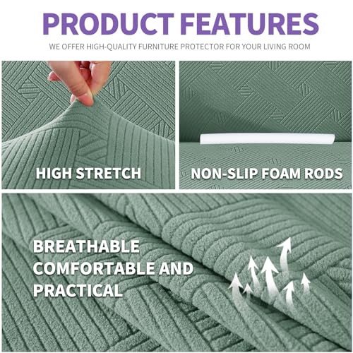 Super Stretch Couch Cover (- Pea Green / Large (72"-92"))