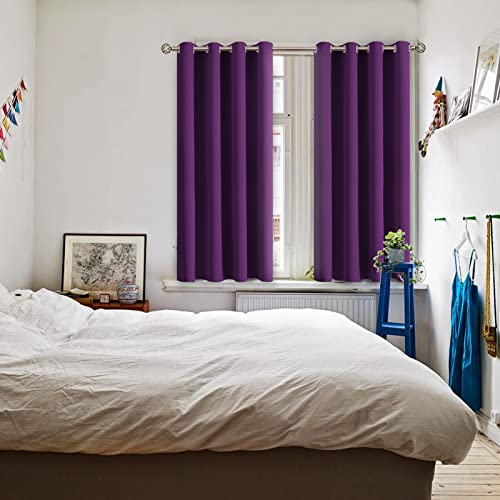 Purple Blackout Curtains for Bedroom 54 Inch Long (Purple / 52"W x 54"L (Pack of 2))