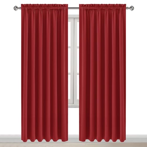 Wide Blackout Curtains for Bedroom Living Room 70 x 84 Inch Long Red (Red / 70"W x 84"L (Pack of 2))