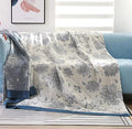 Boho Throw Blanket 80"x90" 100% Cotton Reversible Throw Couch Bed (M-blue Flower / 80"x90")