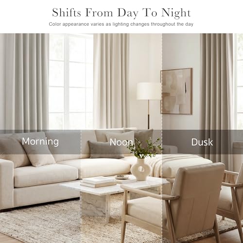 Blackout Curtains Thermal Insulated Window Treatment Panels Room Darkening Blackout Drapes for Living Room Back Tab (Cream / 52"W x 45"L (Pack of 2))