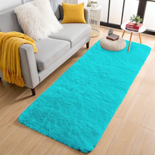 2x5 Machine Washable Runner Rugs for Hallway (2x5 Ft / Teal Blue)