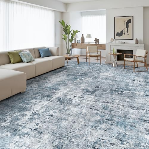 10x14 Area Rugs for Living Room Washable Rug Abstract Blue (Blue/Grey / 10' x 14' (Rectangular))