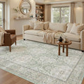 6x9 Area Rug for Living Room Washable Rugs Non (Green/Brown / 6' x 9' (Rectangular))