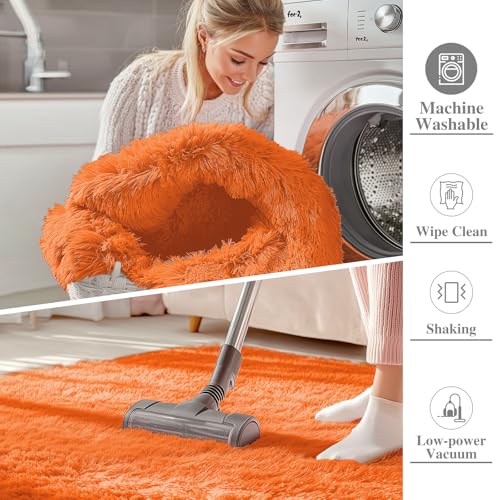 5x7 Machine Washable Large Area Rugs for Living Room (5x7 Ft / Orange)