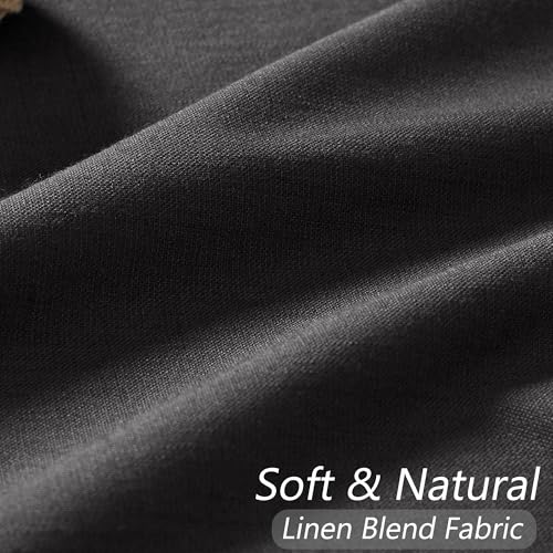 Black 100% Blackout Curtains 108 Inch Length 2 Panels Set for Living Room Bedroom Back Tab Thermal Insulated Black Out Linen Drapes Room Darkening Window Curtains 52x108 (Black / 52"W x 108"L (Pack of 2))