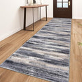 Modern Abstract Runner Rug 3x10 (3' x 10' (Runner) / Grey Navy Blue Black Cream Tan)