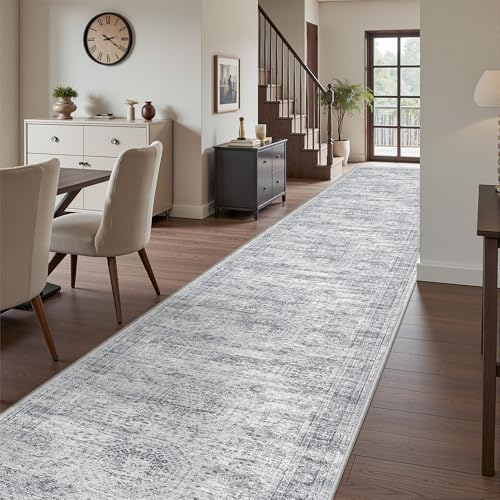 3x16 Runner Rug Non Slip (Grey/Ivory / 3' x 16' (Runner))
