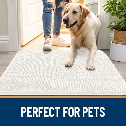 Dog Door Mat for Muddy Paws 70x46 (Ivory / 70" X 46")