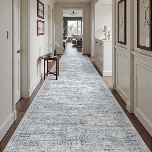 3x16 Runner Rug Non Slip (Grey/Ivory / 3' x 16' (Runner))
