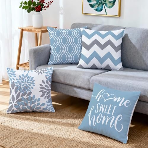 Throw Pillow Covers 16x16 (Blue Aqua / 16" x 16" (Pack of 4))