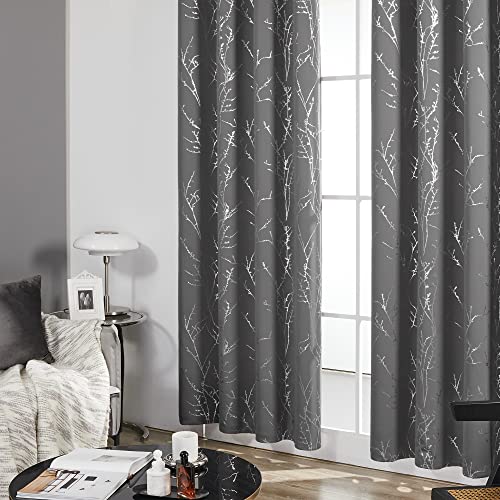 Living Room Curtains 54 Inches Long (Light Grey/Tree Branch / 42"W x 54"L (Pack of 2))