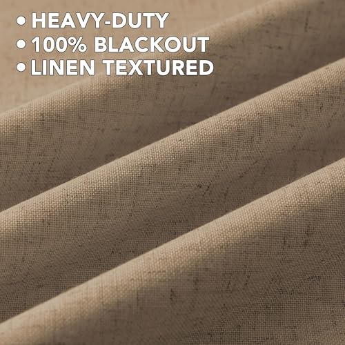 100% Blackout Linen Curtains 120" L Heathered Macchiato (Heathered Macchiato / 52"W x 120"L (Pack of 2))