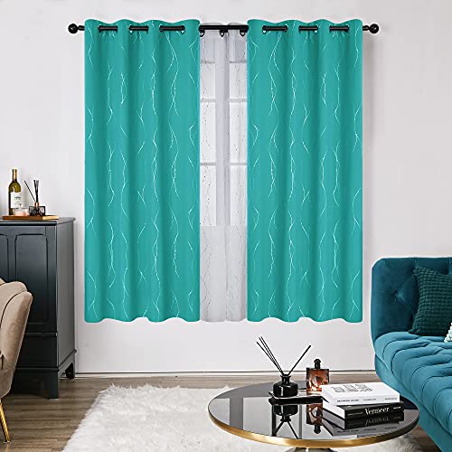 Living Room Curtains 72 Inches Long (Turquoise/Wave Dots / 52"W x 72"L (Pack of 2))