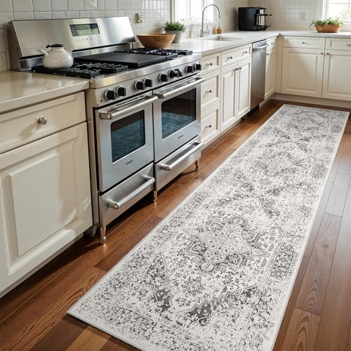 3x12 Washable Hallway Runner Rug (Distressed Grey / 3x12)