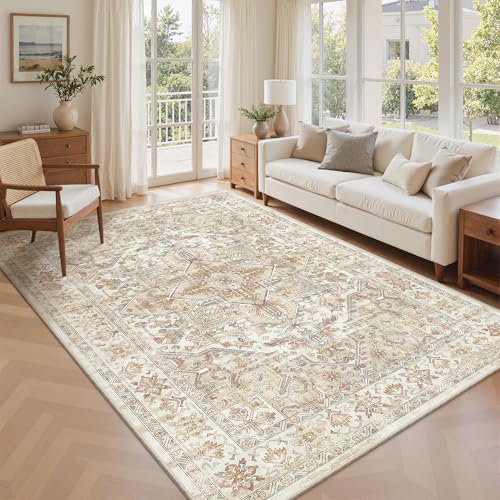 5x7 Area Rugs for Living Room (Orange/Beige / 5' x 7' (Rectangular))