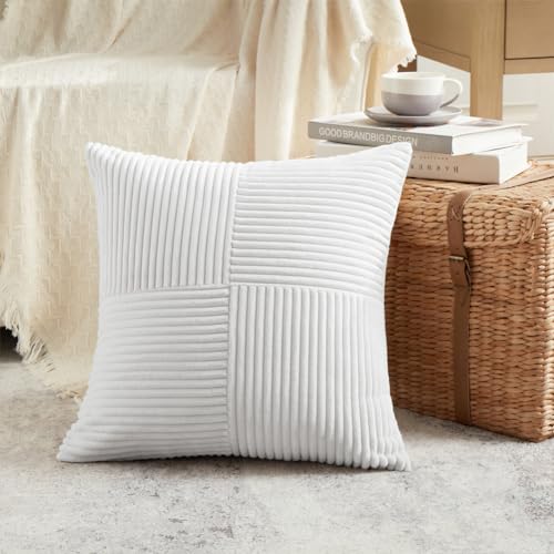 2 Packs White Samll Decorative Throw Pillow Covers 12x12 Inch with for Couch Bed Sofa (White / 12" x 12" (Pack of 2))