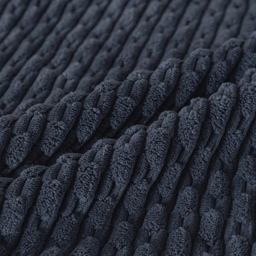 Set of 4 Grey Blue Decorative Throw Pillow Covers 16x16 Inch Corduroy Pillow Covers for Bed Couch Sofa Living Room Soft Square Cushion Cases (Grey Blue / 16" x 16" (Pack of 4))