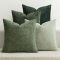 Soft Decorative Chenille Pillow Covers Forest Green 16x16 Pack of 4 (16" x 16" (Pack of 4) / Green)