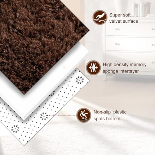Super Soft Shaggy Rugs Fluffy Carpets (8' x 10' (Rectangular) / Brown)
