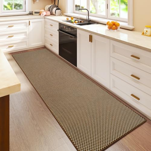 Kitchen Runner Rug Non Slip Hallway Runner Washable Dark Brown 2x6 ft (Dark Brown/ Coffee / 2' x 6')