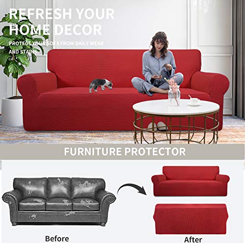 Stretch Oversized Loveseat Couch Covers Washable Christmas Red (Medium-XL Loveseat / Christmas Red)
