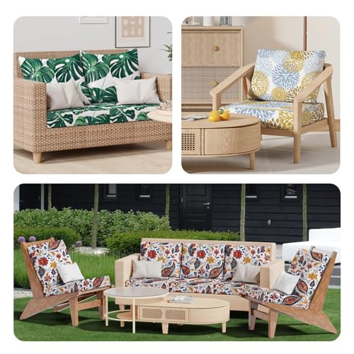 8Pcs Outdoor Cushion Covers (Art Paisley / Square-large + Square)