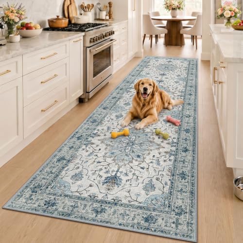 Washable Area Rug (Blue/White/Gray / 3' x 10' (Rectangular))
