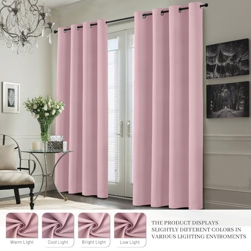 Pink 100% Blackout Curtains 84 Inches Long for Bedroom 40" Wide (40"W x 84"L (Pack of 2) / Pink With White Backing)