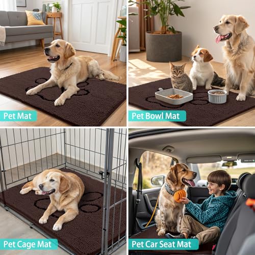 Dog Door Mat for Muddy Paws (40"X32" / Brown and Black)