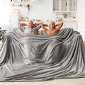 Fleece Blanket Soft Plush Oversized Bed Blanket Grey 120"x120" (Grey / Oversized King(120"x120"))