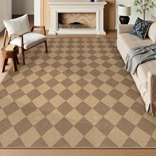 Checkered Easy Jute Dining Room Rug (9' x 12' (Rectangular) / Nature/Checkerboard -2)