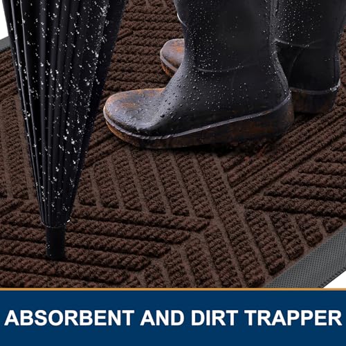 Front Door Mat Outside Entrance (Dark Brown / 59" X 30")