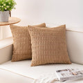 Pack of 2 Corduroy Decorative Throw Pillow Covers 16x16 Inch (Coffee / 16" x 16" (Pack of 2))
