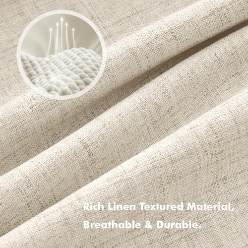 100% Blackout Linen Curtains 42 x 72 Inch Butter Cream 2 Panels (Butter Cream / 42"W x 72"L (Pack of 2))