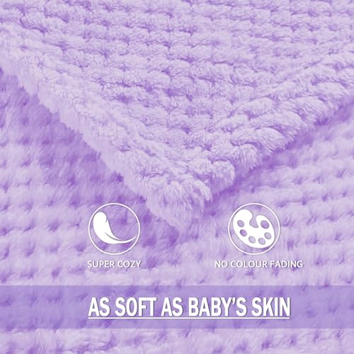 Large Waffle Fleece Throw Blanket for Couch (Light Purple / 50x70 in)