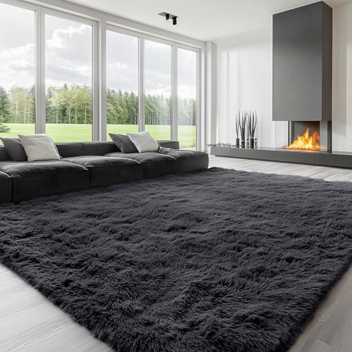 8x10 Machine Washable Large Area Rugs for Living Room (8x10 Ft / Black)