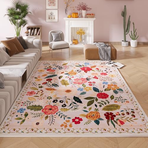 Area Rug 6x9 Washable (Beige / 6' x 9' (Rectangular))