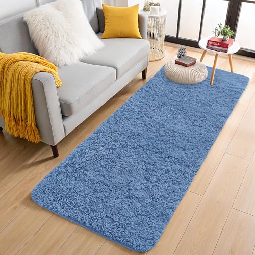 2x4 Machine Washable Runner Rugs for Hallway (2x4 Ft / Blue)