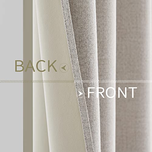100% Blackout Linen Curtains for Bedroom 52x92 Inches Ivory (Ivory / 52"W x 92"L (Pack of 2))
